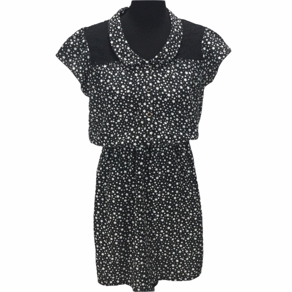 Speechless Stars and Dots Dress, Black, White, XLarge